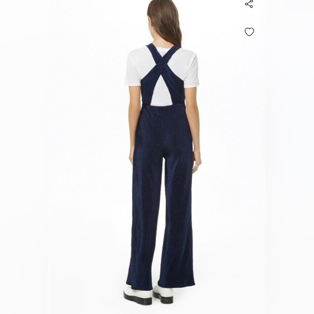 Navy Blue Velvet Jumpsuit - Picture 11 of 17